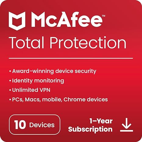McAfee Total Protection 2024 1 Year 10 Devices