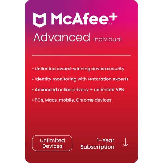 McAfee+ Advanced Individual 1 Year Unlimited Devices